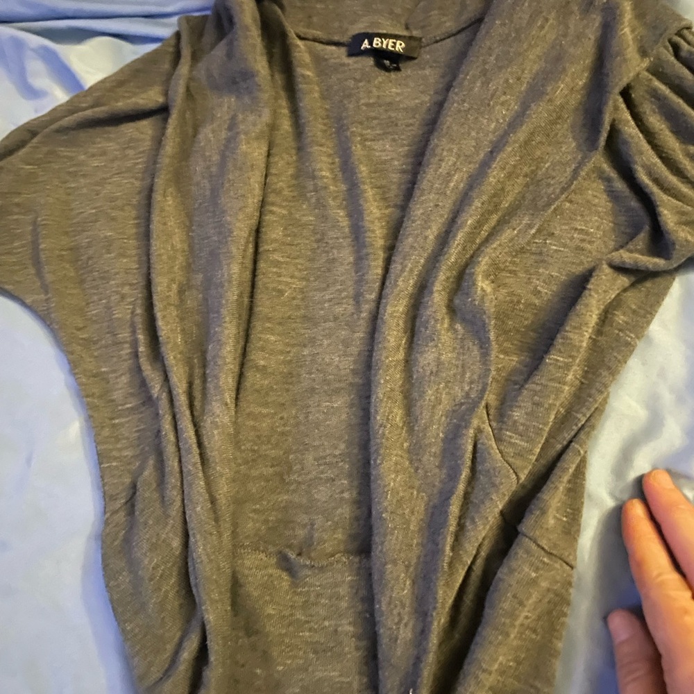 A. Byer Gray Knit Shrug Sweater